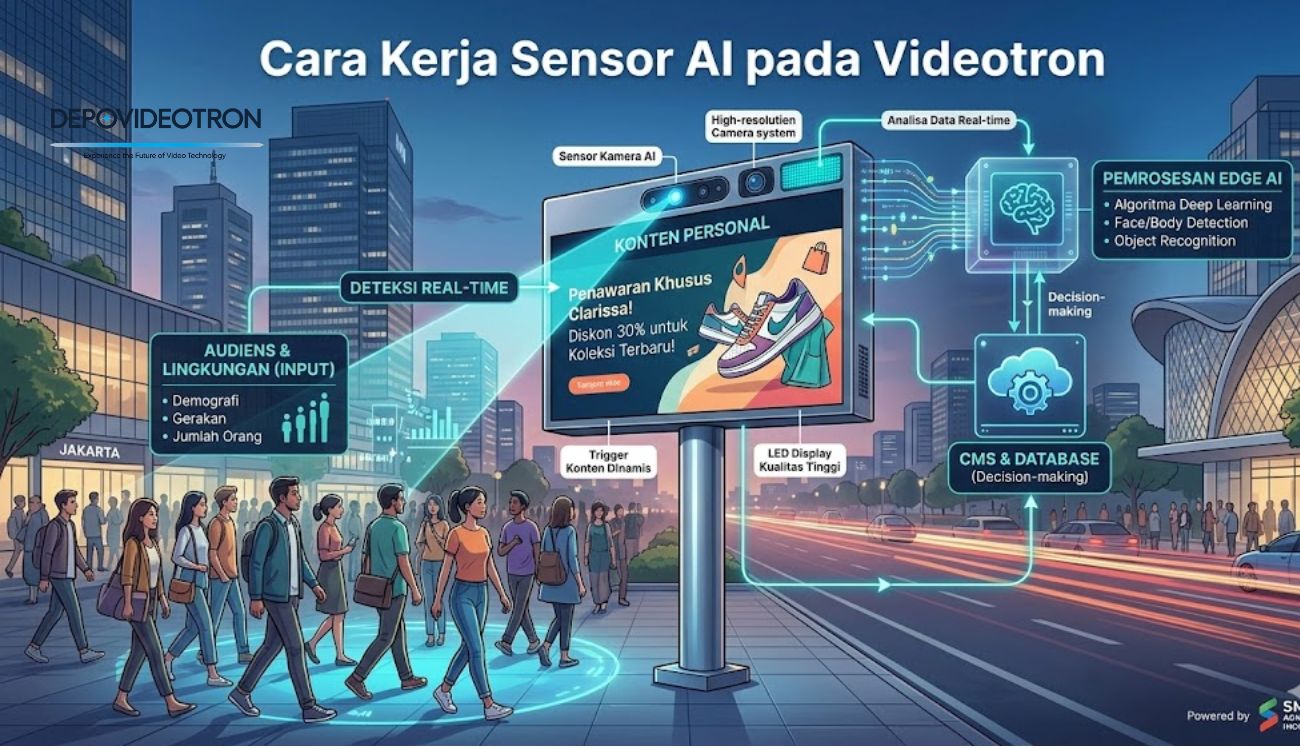 Smart LED Billboard: Mengenal Teknologi Sensor AI untuk Personalisasi Konten Videotron secara Real-Time 1 Cara Kerja Sensor AI pada Videotron.