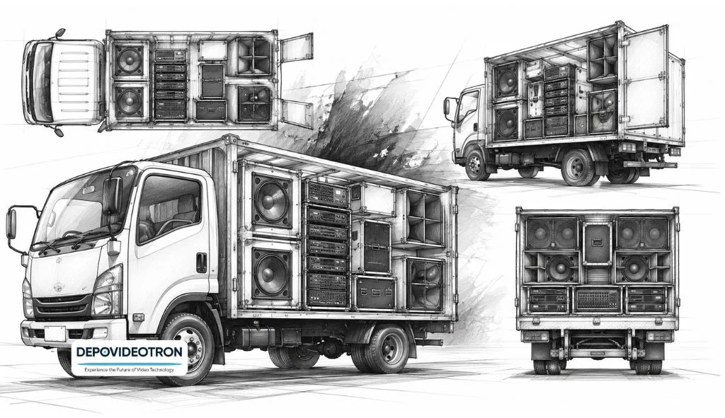 sketsa truk sound system